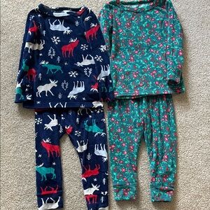 Cat & Jack Kids Pajama Set - Blue Moose and Green Floral